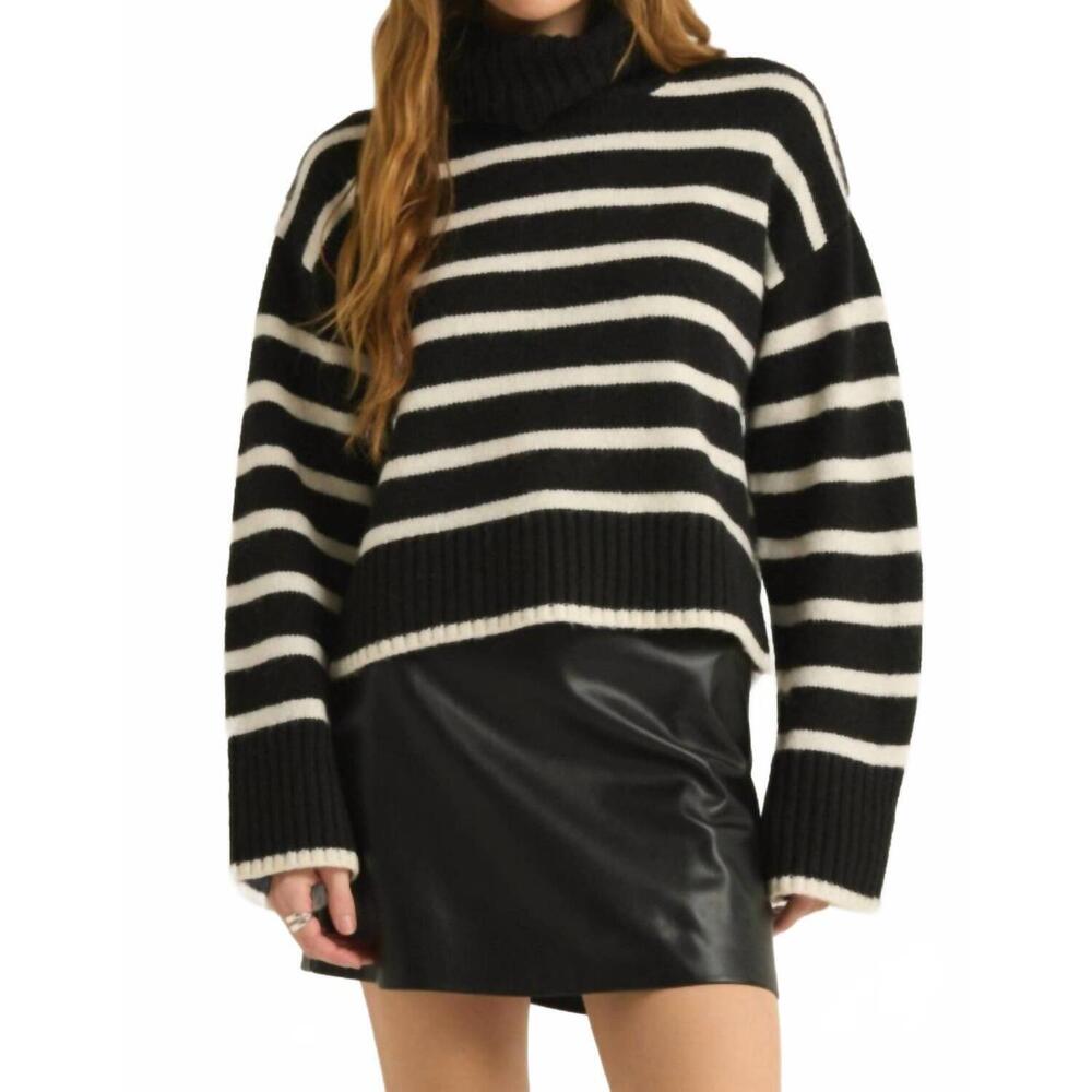 NEW Z SUPPLY josephine stripe sweater in black